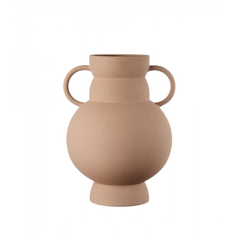 Cachepot con manici, Vaso per piante in pregiata ceramica - Ø 28 cm e h 24  cm ca. Nero Lucido con effetto bruciato