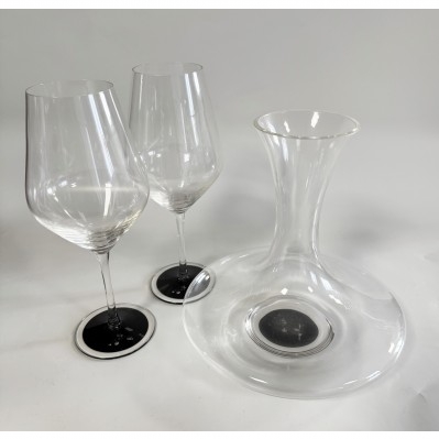 SET DECANTER E 2 BICCHIERI VINO ROSSO IN CRISTALLO