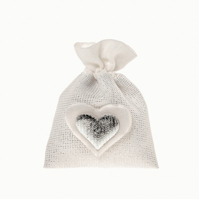 PORTACONFETTI HEART SILVER BAG CM.8X10